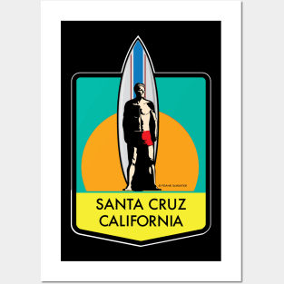 Santa Cruz Logo Surfer Statue Posters and Art